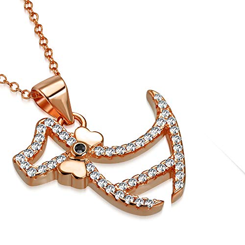 925 Sterling Silver Yellow Gold-Tone White Clear CZ Puppy Dog Animal Pendant Necklace
