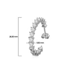 925 Sterling Silver Heart Shaped Cubic Zirconia Hoop Earrings