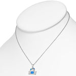 925 Sterling Silver Simulated Blue Opal Crab Marine Pendant Necklace