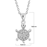 925 Sterling Silver Turtle CZ Womens Pendant Necklace