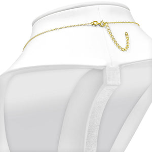 925 Sterling Silver Yellow Gold-Tone CZ Breast Cancer Awareness Ribbon Pendant Necklace