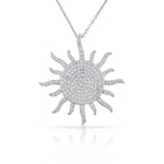 925 Sterling Silver White Clear CZ Sun Pendant Necklace, 18"
