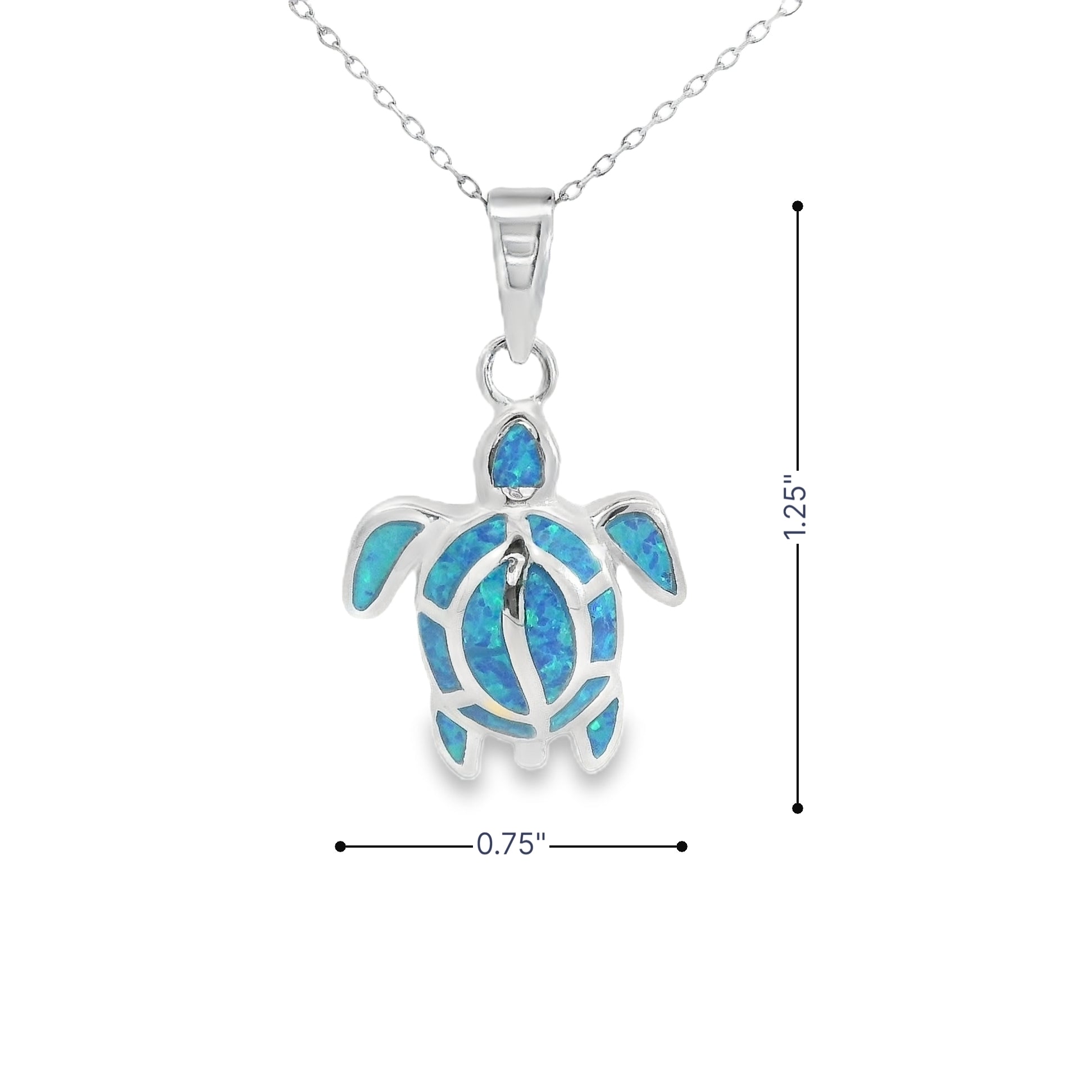 My Daily Styles 925 Sterling Silver Women's Simulated Opal Sea Turtle Pendant with Adjustable Chain (16"-18")