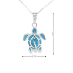 My Daily Styles 925 Sterling Silver Women's Simulated Opal Sea Turtle Pendant with Adjustable Chain (16"-18")