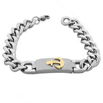 Stainless Steel Two-Tone Anchor Men's Classic Link Cuban Chain Bracelet