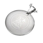 Stainless Steel Silver-Tone Greek Key Zodiac Sign Necklace Pendant - Gemini