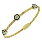 Fashion Alloy Yellow Gold-Tone Twisted Cable Multicolor Evil Eye Bangle Bracelet