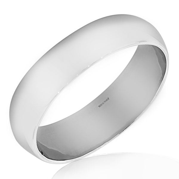 925 Sterling Silver Feather Light Classic Womens Oval-Shaped Bangle Bracelet