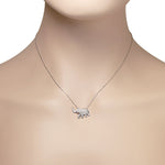 925 Sterling Silver Elephant White CZ Womens Girls Pendant Necklace