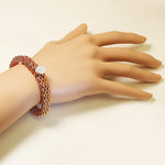 Stainless Steel Rose Gold-Tone White CZ Stretch Mesh Bracelet