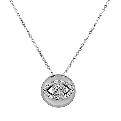 925 Sterling Silver Yellow Gold-Tone Evil Eye Hamsa White CZ Womens Pendant Necklace