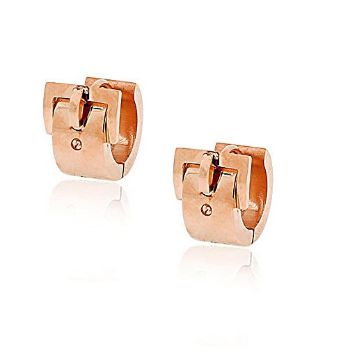 Stainless Steel Yellow Gold-Tone Belt Buckle Hoop Huggie Earrings