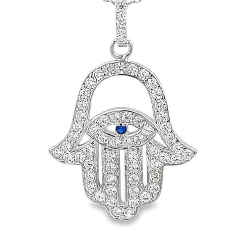 My Daily Styles 925 Sterling Silver Hamsa CZ Pendant Necklace