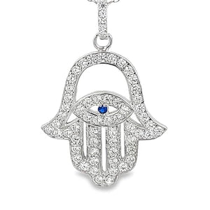 My Daily Styles 925 Sterling Silver Hamsa CZ Pendant Necklace
