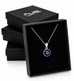 925 Sterling Silver Blue Glass Evil Eye Pendant Necklace with Chain