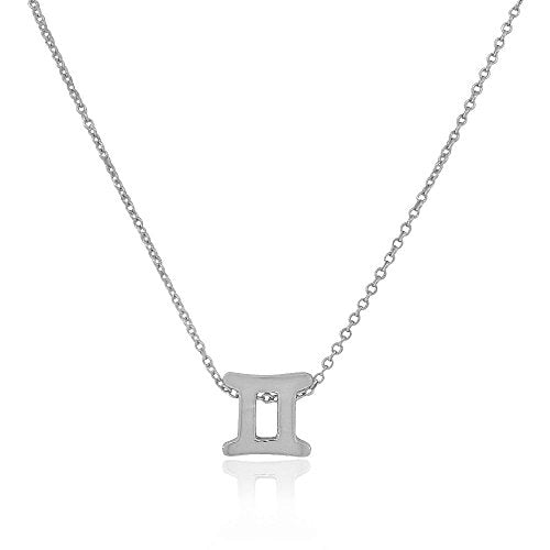 925 Sterling Silver Yellow Gold-Tone Small Zodiac Sign Pendant Necklace - Gemini