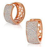 925 Sterling Silver White Clear CZ Hoop Earrings, 0.50"