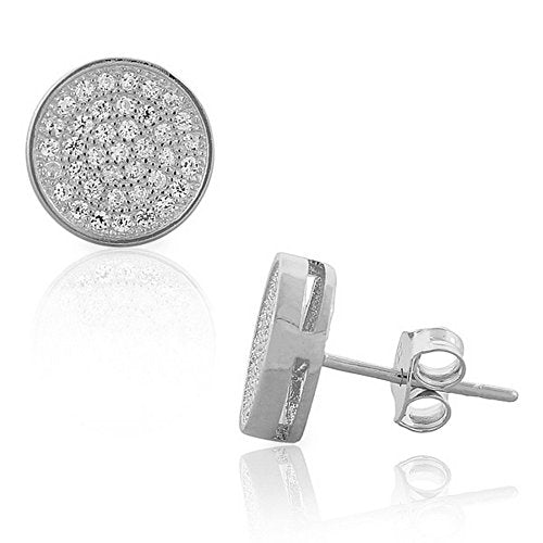 925 Sterling Silver White CZ Womens Round Stud Earrings