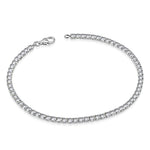 925 Sterling Silver White Clear Round CZ Classic Tennis Bracelet, 7.25"