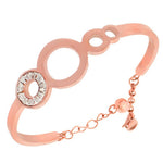 Stainless Steel Baguette White CZ Rose Gold-Tone Adjustable Bangle Bracelet