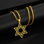 My Daily Styles Men’s Stainless Steel Star of David Pendant Necklace – Black Enamel Inlay Magen David with 24 Inch Chain, Available in Gold Tone or Silver