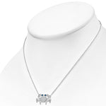 925 Sterling Silver White Clear Blue CZ Crab Pendant Necklace