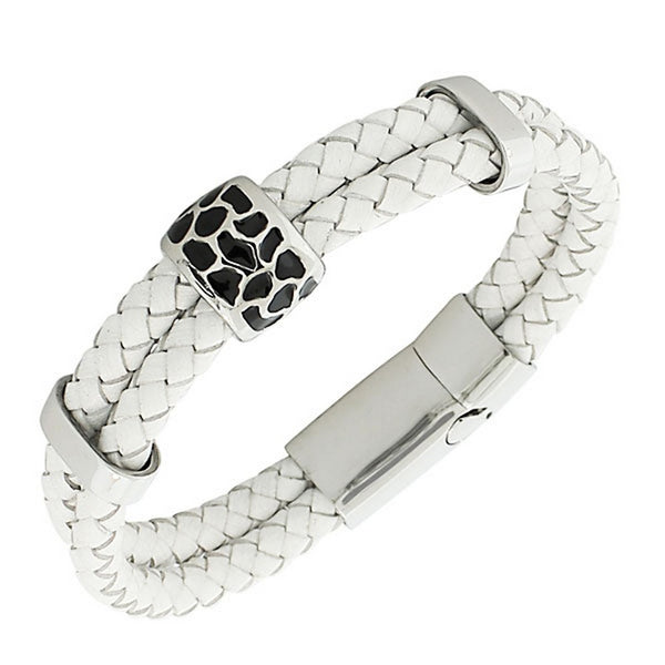 White Stones Leather Band