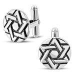 Star of David Cufflinks, 925 Sterling Silver with Textured Pattern, Elegant Formal Wear Accessory, Religious Symbolic Design