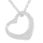 925 Sterling Silver Side Open Heart Love Charm Pendant Necklace