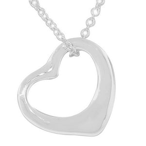 925 Sterling Silver Side Open Heart Love Charm Pendant Necklace