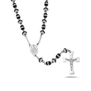 My Daily Styles - Rosary Necklace - Rosary Beads Catholic for Men - Crucifix Pendant with Our Lady of Guadalupe Medal - Stainless Steel
