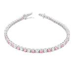 925 Sterling Silver Round White Black CZ Classic Tennis Bracelet