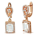 925 Sterling Silver Rectangular White Clear CZ Drop Dangle Earrings, 1"