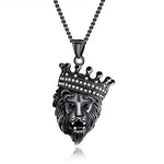 My Daily Styles Stainless Steel Mens Lion Head Pendant Necklace with CZ - 24" Inch Chain