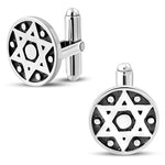 Star of David Cufflinks, 925 Sterling Silver with Textured Pattern, Elegant Formal Wear Accessory, Religious Symbolic Design