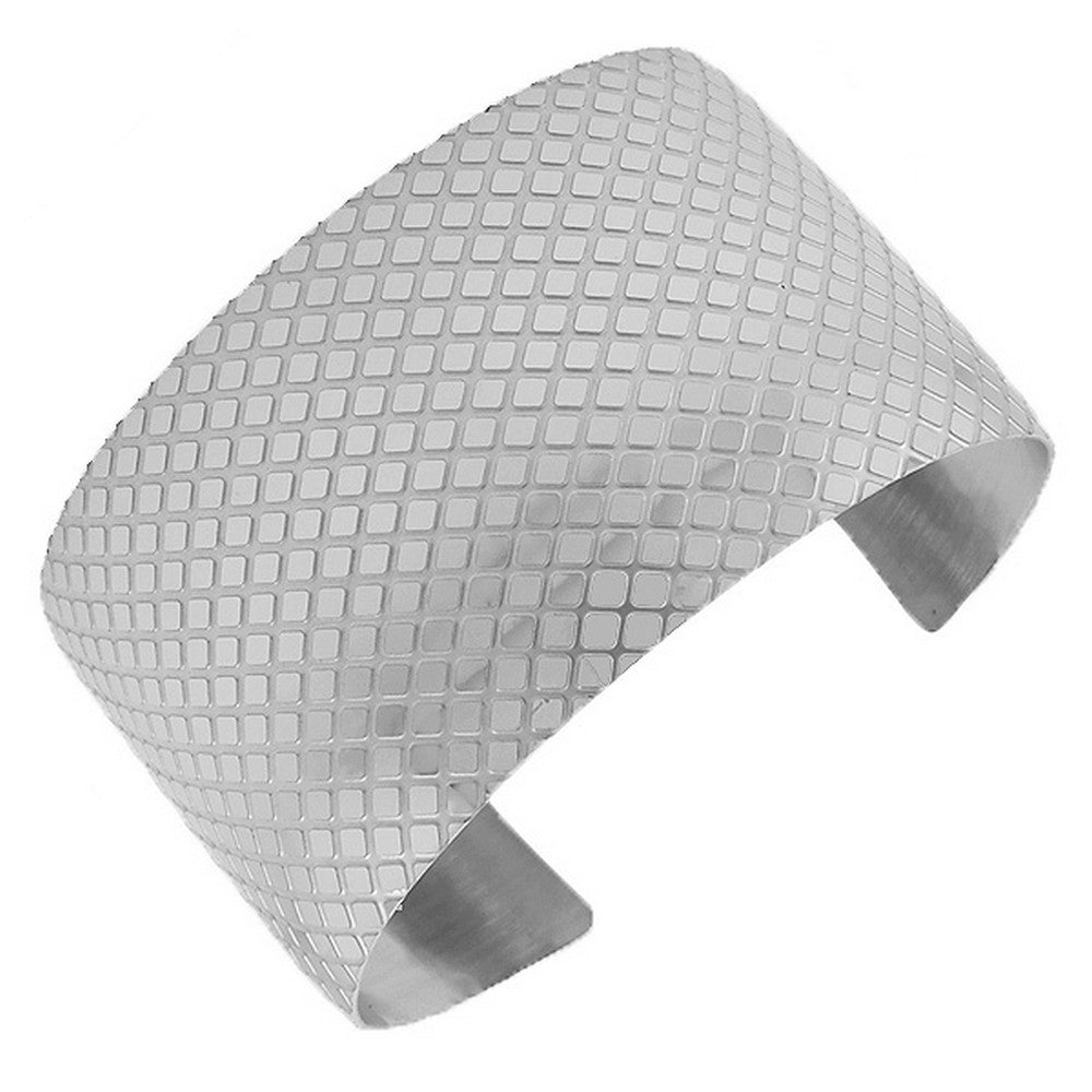 Stainless Steel Open End Wide Pebble Design Cuff Bangle Bracelet
