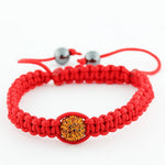 Orange Yellow CZ Red Cord Macrame Beaded Adjustable Bracelet
