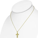 925 Sterling Silver Yellow Gold-Tone Clear CZ Religious Cross Pendant Necklace