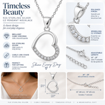 925 Sterling Silver Open Heart Love Charm CZ Pendant Necklace