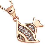 925 Sterling Silver White Clear CZ Marine Fish Pendant Necklace, 18"