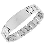 Stainless Steel Silver-Tone Religious Cross Lords Prayer Mens Chain Bracelet