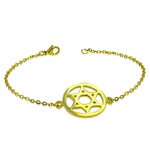 Stainless Steel Yellow Gold-Tone Jewish Star of David Chain Bracelet