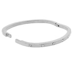 Fashion Alloy Silver-Tone White CZ Bangle Bracelet