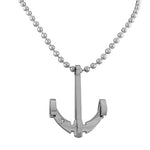 Stainless Steel Silver-Tone Large Anchor Men's Pendant Necklace