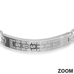 Stainless Steel Silver-Tone Mens Religious Jesus Link Chain Bracelet