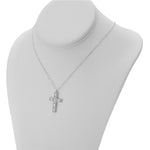 My Daily Styles 925 Sterling Silver Solid Cross Cubic Zirconia Women's or Girls Pendant - Adjustable Chain 16"-18"