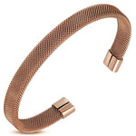 Stainless Steel Rose Gold-Tone Mesh Open End Bangle Bracelet