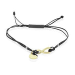 Stainless Steel Yellow Gold-Tone Black Cord Infinity Charm Adjustable Bracelet