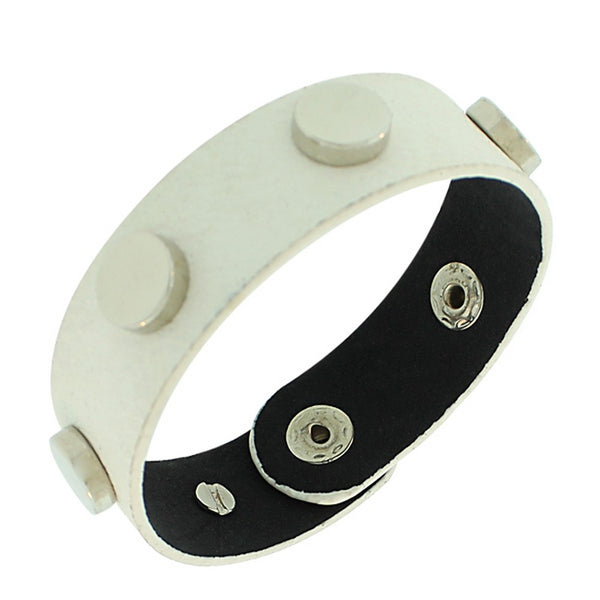 Faux White Leather Silver-Tone Wristband Wrap Womens Girls Bracelet