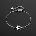 My Daily Styles Stainless Steel Star of David Bracelet for Women – Adjustable 5.9” + 2” Chain – Durable Hypoallergenic Jewish Bracelet with Polished Star Design